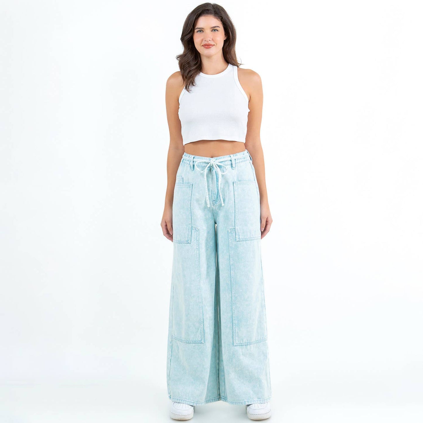 COLOR WASH PATCHWORK WIDE PANTS