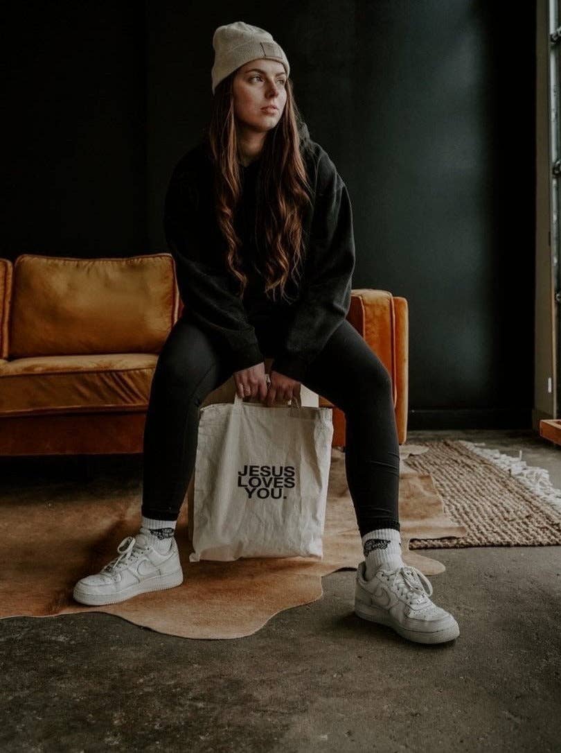 Jesus Loves You Premium Canvas Tote Bag