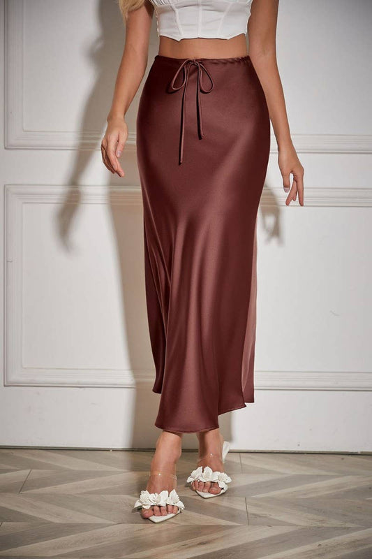 SATIN HIGH WAIST DRAWSTRING SKIRT