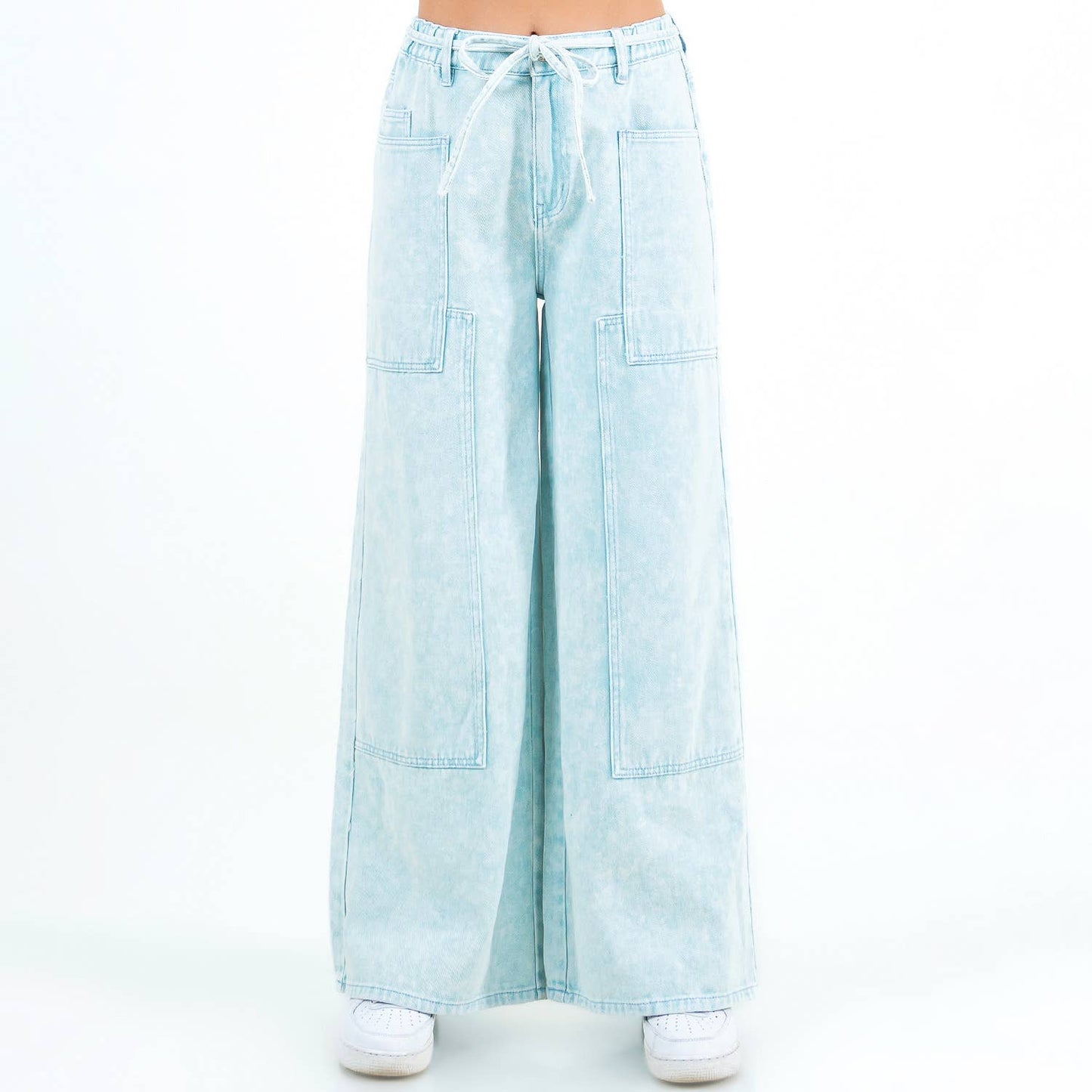 COLOR WASH PATCHWORK WIDE PANTS