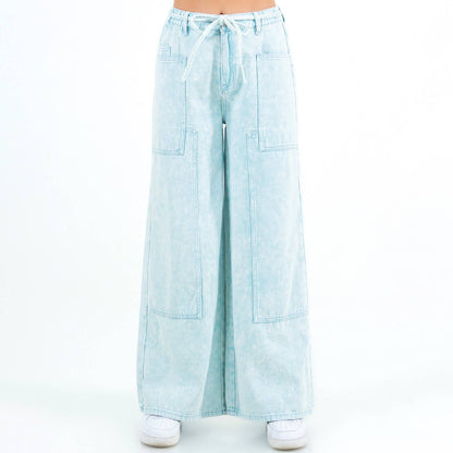 COLOR WASH PATCHWORK WIDE PANTS