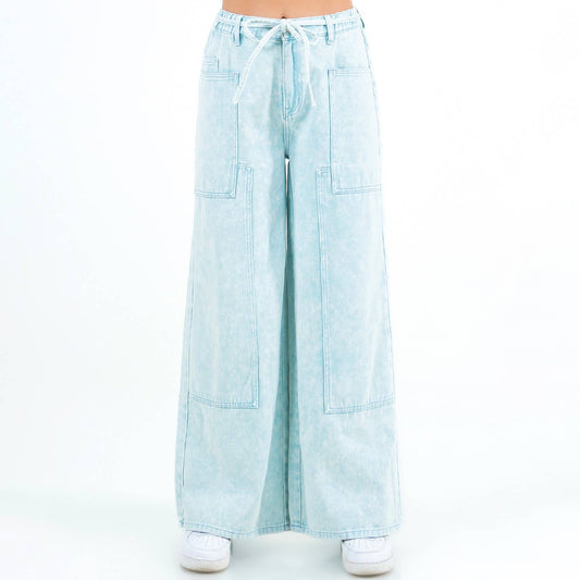 COLOR WASH PATCHWORK WIDE PANTS