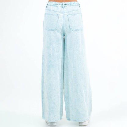 COLOR WASH PATCHWORK WIDE PANTS