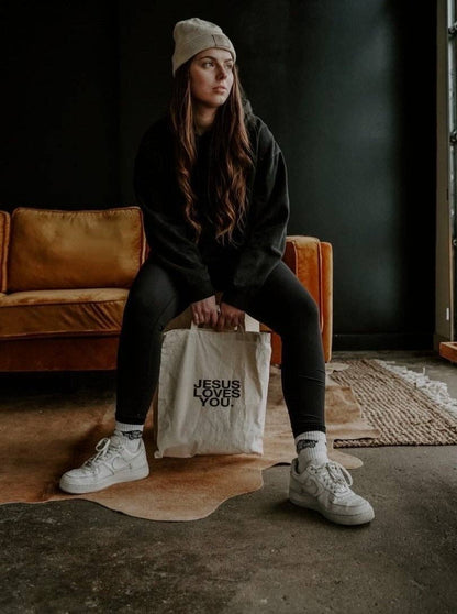 Jesus Loves You Premium Canvas Tote Bag