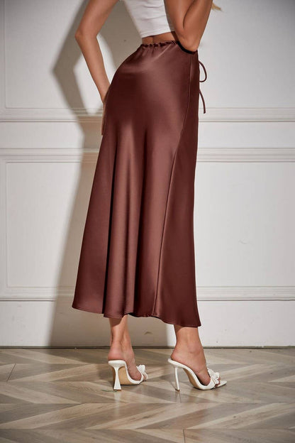 SATIN HIGH WAIST DRAWSTRING SKIRT