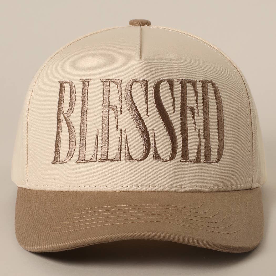 BLESSED Lettering Embroidery Trucker Hat